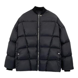 暗黑风羽绒服R025新款绗线设计简约宽松加厚男女同款羽绒服外套