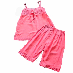 2025年女生新款春夏折扣捡漏清新可爱睡衣吊带短衣短裤两件套