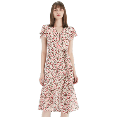 拉维妮娅夏季连衣裙鱼尾气质印花