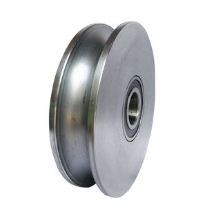 加厚45号钢起重铁轮吊机钢丝绳滑轮槽轮弯管轮钢管圆钢U型轨道轮