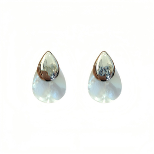 「流光暗涌」经典天然贝母法式轻奢简约百搭高级水滴金属耳环耳钉