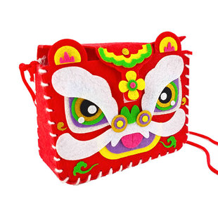醒狮包包手工diy材料包不织布制作新年玩具儿童亲子幼儿园