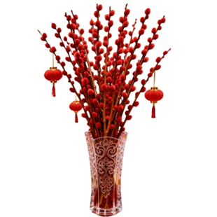 2026银柳真花鲜枝批发干花客厅摆件红色年宵花卉新年氛围装饰水培