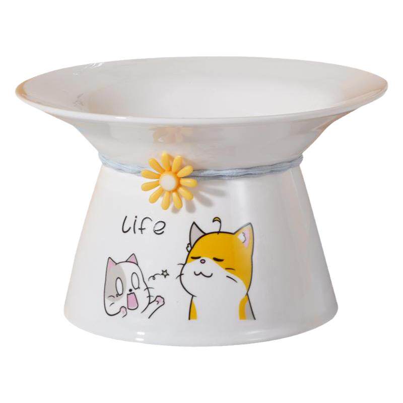陶瓷猫碗猫盆猫食盘保护颈椎猫粮碗宠物喝水碗狗碗高脚饭碗猫咪碗