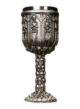 骷髅鬼头高脚杯密室逃脱装饰摆件酒柜创意搞怪杯万圣节剧本杀道具