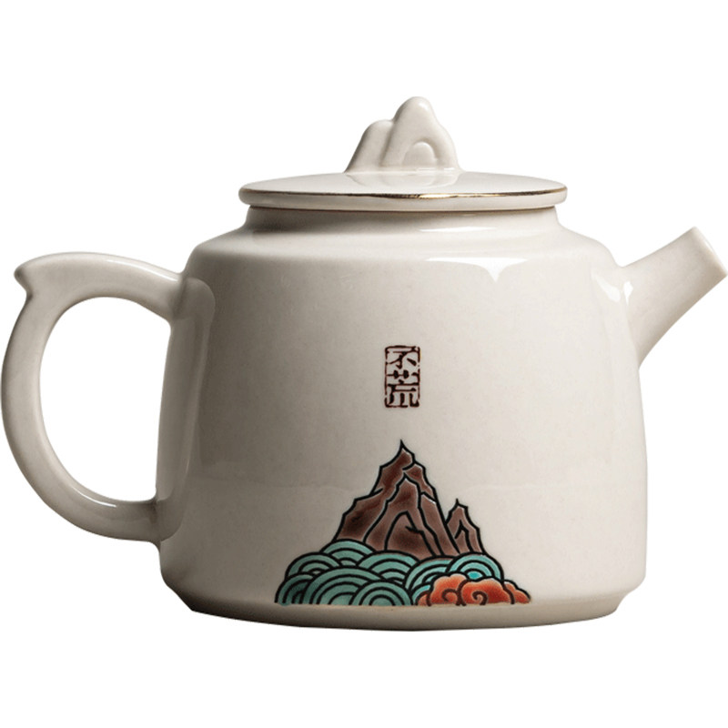 祥裕手绘茶壶陶瓷泡茶壶复古