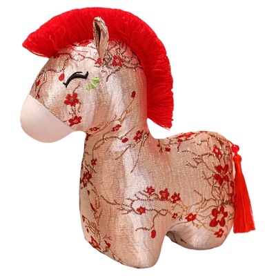 MOLA国潮缎布小马玩偶唐装生肖马