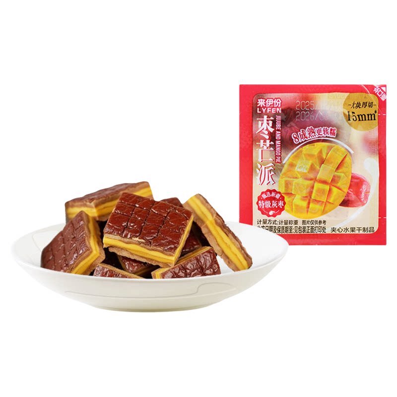 来伊份枣芒派500g红枣夹芒果干