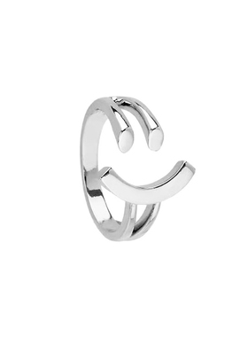 CRIVLA笑脸金属开口戒指男女潮ins冷淡风简约个性可调节网红指环