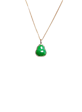 天然玉髓冰糯种浓绿葫芦吊坠女镀18K金镶嵌贵气显气质情人节礼物