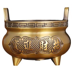 三足双耳纯黄铜合金香炉家用室内上香宣德鼎炉复古供佛堂奉财神爷