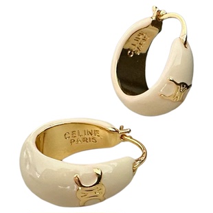 法式凯旋门白色滴油耳环耳扣铜镀22K金轻奢高级感气质百搭耳饰品