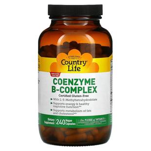 Country Life乡村生活辅酶化B族复合维生素胶囊含叶酸胆碱肌醇