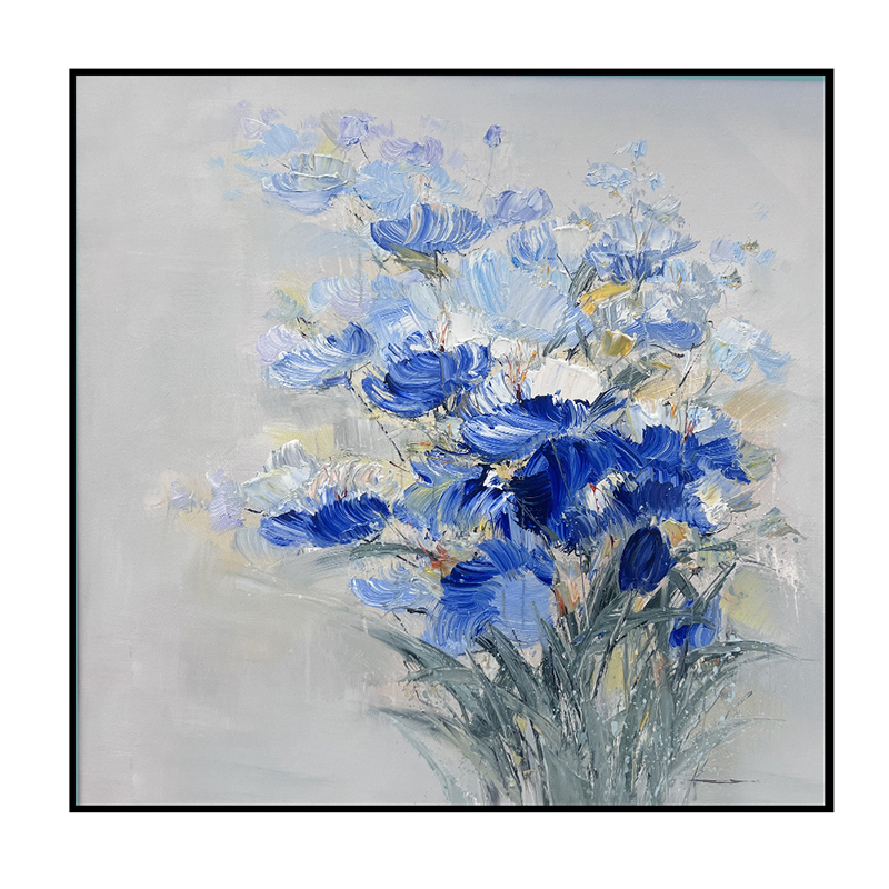 大芬村手绘油画简约抽象花卉挂画花卉客厅沙发背景墙印象画肌理画