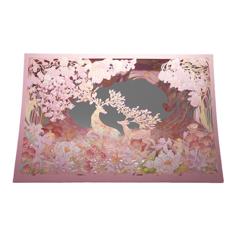 高级精致3D立体贺卡一鹿有你