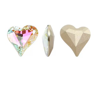 东洲水晶白樱花粉尖底钻冰糖长八角鸽子蛋爱心炫彩超闪美甲饰品钻