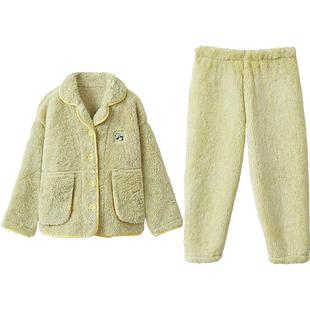 红豆居家服珊瑚绒儿童睡衣冬季男童加厚女孩保暖套装可外穿抗静电