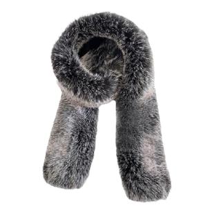 冬季皮草披肩围巾毛毛围脖仿狐狸毛领子仿貉子毛帽条女百搭加长款