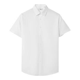HLA/海澜之家商务短袖正装衬衫夏季白衬衣免烫抗皱纯色休闲纯棉男