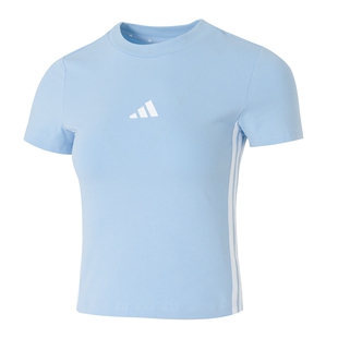 阿迪达斯女款短袖长裤子2026春季新款运动套装休闲修身T恤直筒裤