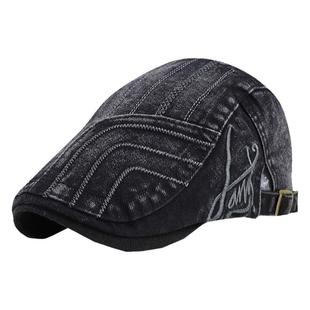 阳冠男士新款帽子复古前进帽百搭做旧牛仔鸭舌帽时尚贝雷帽画家帽