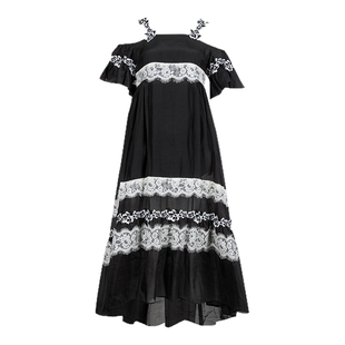 PINKO女短袖拼接中长款连衣裙女士春夏XY奥莱C