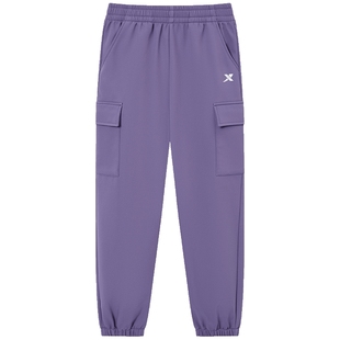 特步童装女童三防工装裤儿童加绒裤子大童保暖运动裤2025秋冬新款