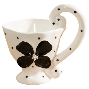 阁楼花开原创浮雕马克杯高颜值情侣对杯送好友生日礼物陶瓷咖啡杯