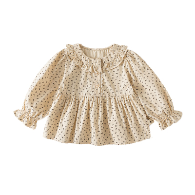 儿童长袖衬衫森系纯棉娃娃领衬衣