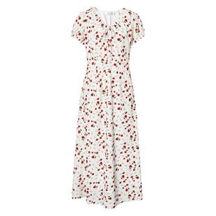 伊芙丽V领高腰线设计长款碎花连衣裙女2025夏季新款气质茶歇裙子