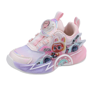 拉布布女童鞋子带灯2025秋冬新款中小童儿童运动鞋加绒保暖跑步鞋