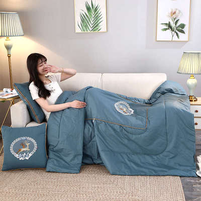 4斤全棉纯棉抱枕被子两用多功能二合一车载办公午休可机洗四季款