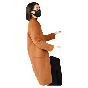 2023年秋冬新款高端毛呢双面呢羊毛大衣中年妈妈韩版骆驼绒外套女