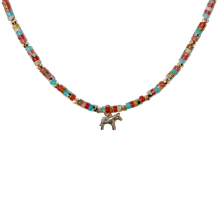 「新年礼物」本命马年马上爆富小马吊坠项链女新年多巴胺毛衣链