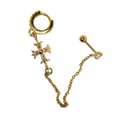 朋克复古鸢尾十字架耳环