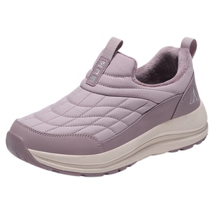 足力健老人鞋官方正品冬季新款加绒保暖厚底二棉鞋包跟雪地靴女款