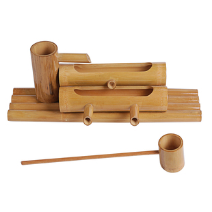 竹子流水摆件筒陶瓷鱼缸石槽鱼池装饰加湿喷泉循环增氧过滤器天然