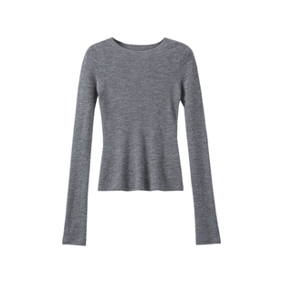 YANGLE_扬子纱针织衫女2025年新款韩系弹力修身羊毛长袖打底内搭