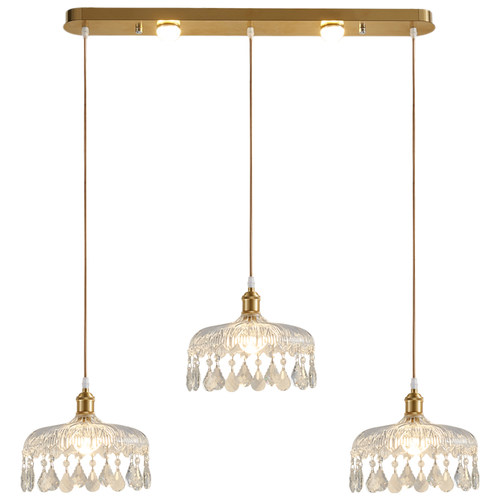 飞朵法式中古风餐厅吊灯复古餐桌灯阳台过道水晶玻璃卧室床头灯具