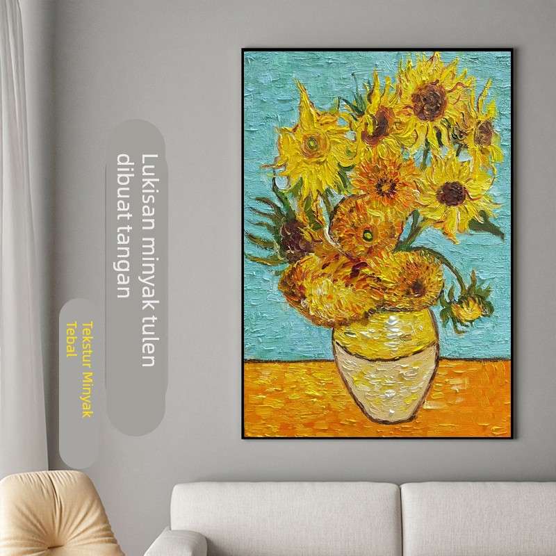 手绘梵高名画浮雕肌理立体向日葵丰收客厅餐厅玄关挂画风景装饰画
