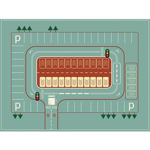 停车场地垫pvc可擦洗汽车交通游戏客厅阳台卧室爬行垫儿童房地毯