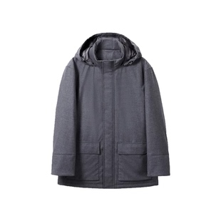 【抑菌白鹅绒】2025秋冬新款男格雷系绒面羊毛中长款羽绒服外套男