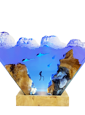 带灯光室内家居饰品树脂实木观赏