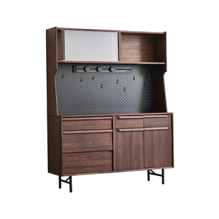 黑胡桃木餐边柜实木餐边柜靠墙一体储物柜茶水柜餐置物架小户型