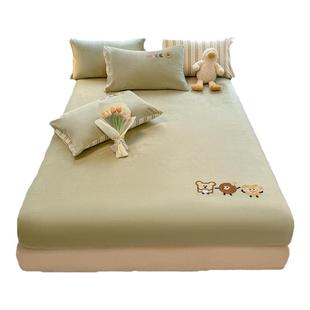 红豆牛奶绒床笠冬季加绒儿童珊瑚绒床笠罩床单三件套床垫保护套罩