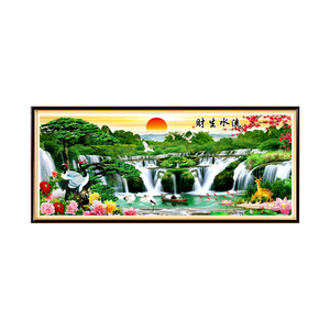 蒙娜丽莎十字绣迎客松十字绣2021新款线绣客厅流水生财蒸蒸日上旭日东升2米满绣2.5米风景刺绣大幅简单szx2020山水画