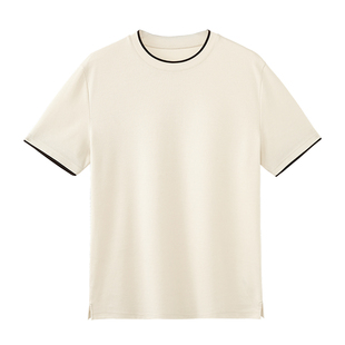 【素帛织物】高档舒适SUPIMA棉 领部撞色夏季圆领短袖T恤 DAT995