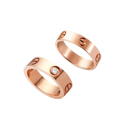 溪御钛钢钻戒指环男女 ing风潮不掉色个性素圈锆石情侣戒指