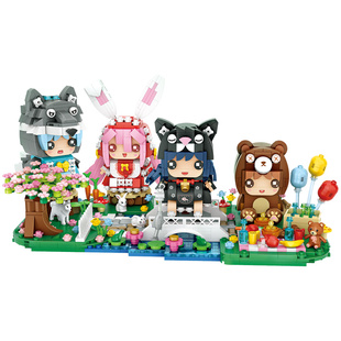 LOZ小颗粒积木拼装儿童玩具童话森林动物砖头人手办模型摆件礼物