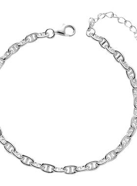 925纯银猪鼻子重工手链女简约经典轻奢时尚百搭亮银色链条银手环